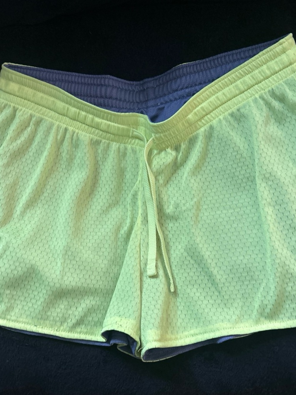 Champion Women's Neon Lime Mesh Athletic Shorts with Navy Liner